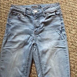 high waisted blue jeans